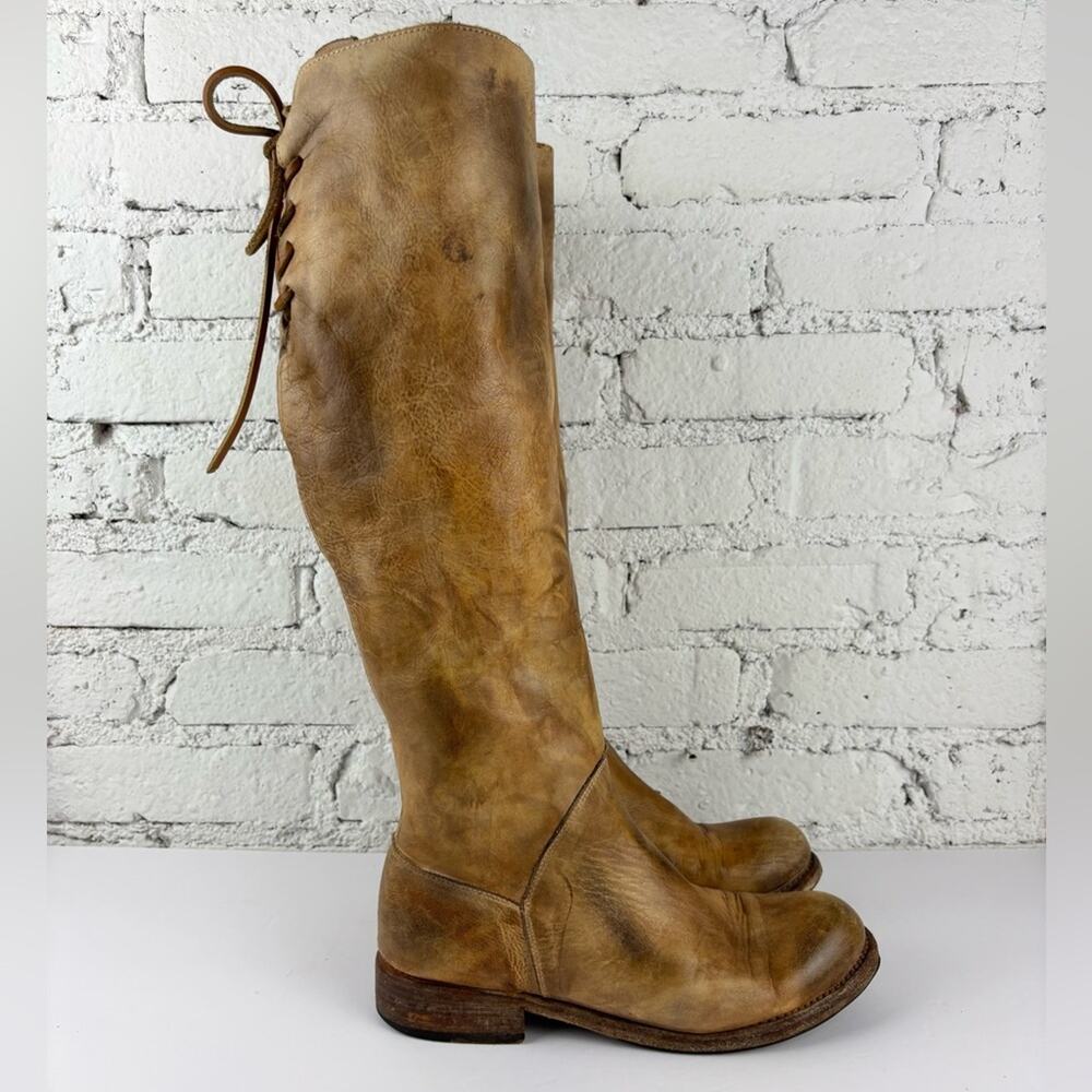 BED|STU Manchester Rustic Lace Back Brown Leather Boots
